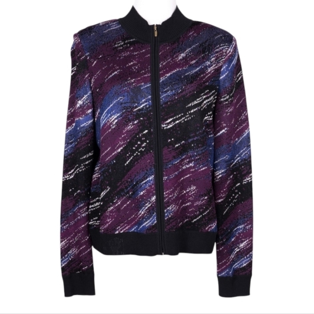 Vintage St John Santana Knit Zip Front Cardigan